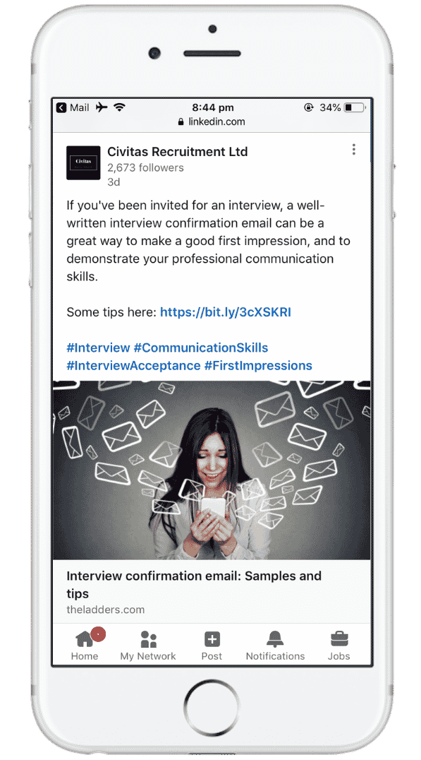 Mobile LinkedIn Social Media Post Civitas Recruitment