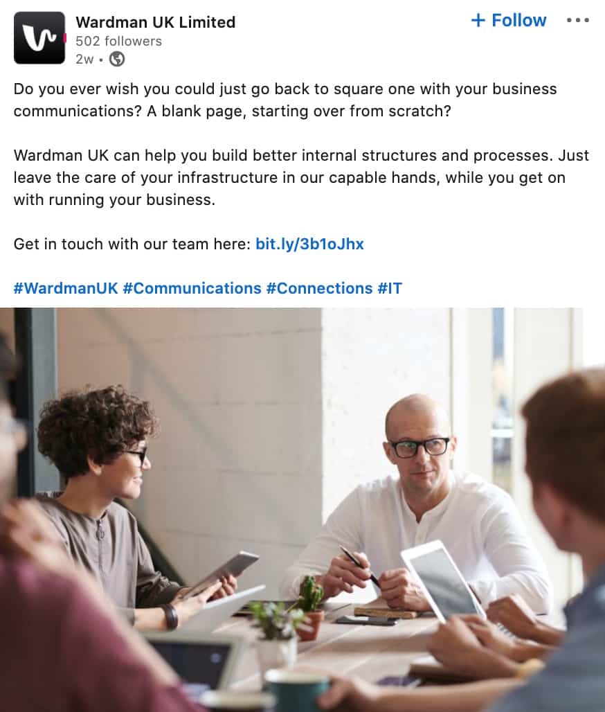 Wardman UK post example Wardman UK post example