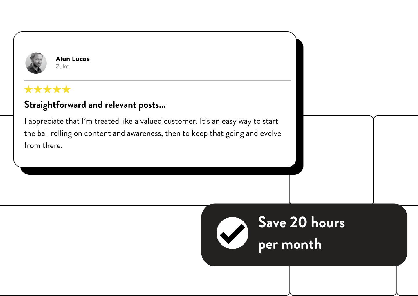 100 Pound Social Testimonials SaaS page mobile graphic