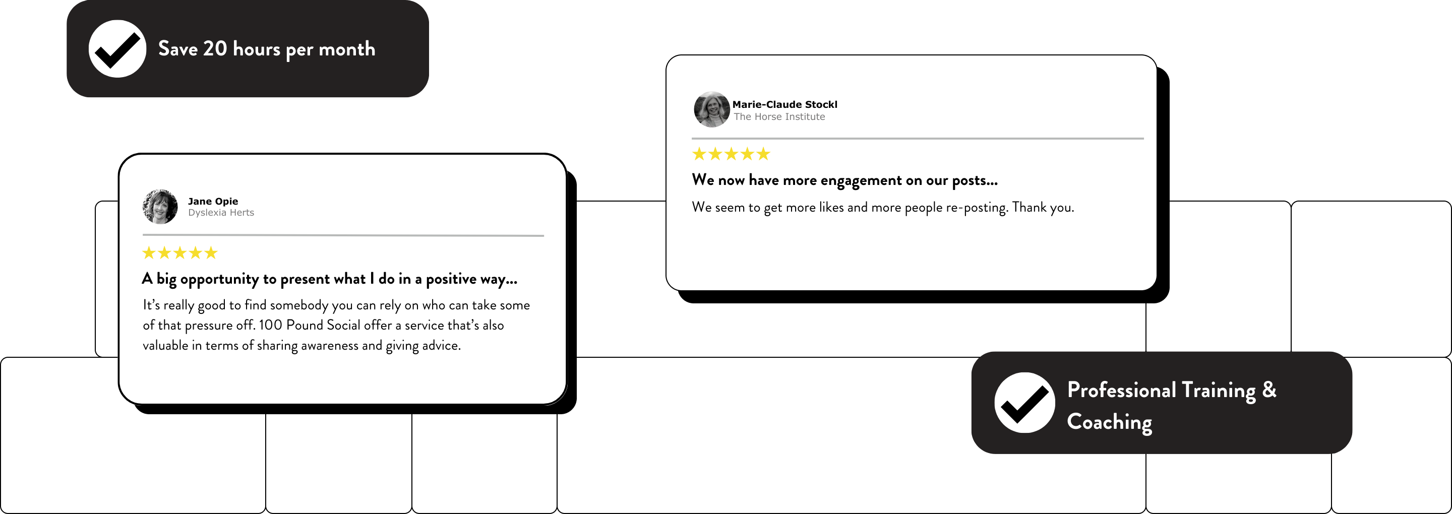 100 Pound Social Testimonials coaching page graphic