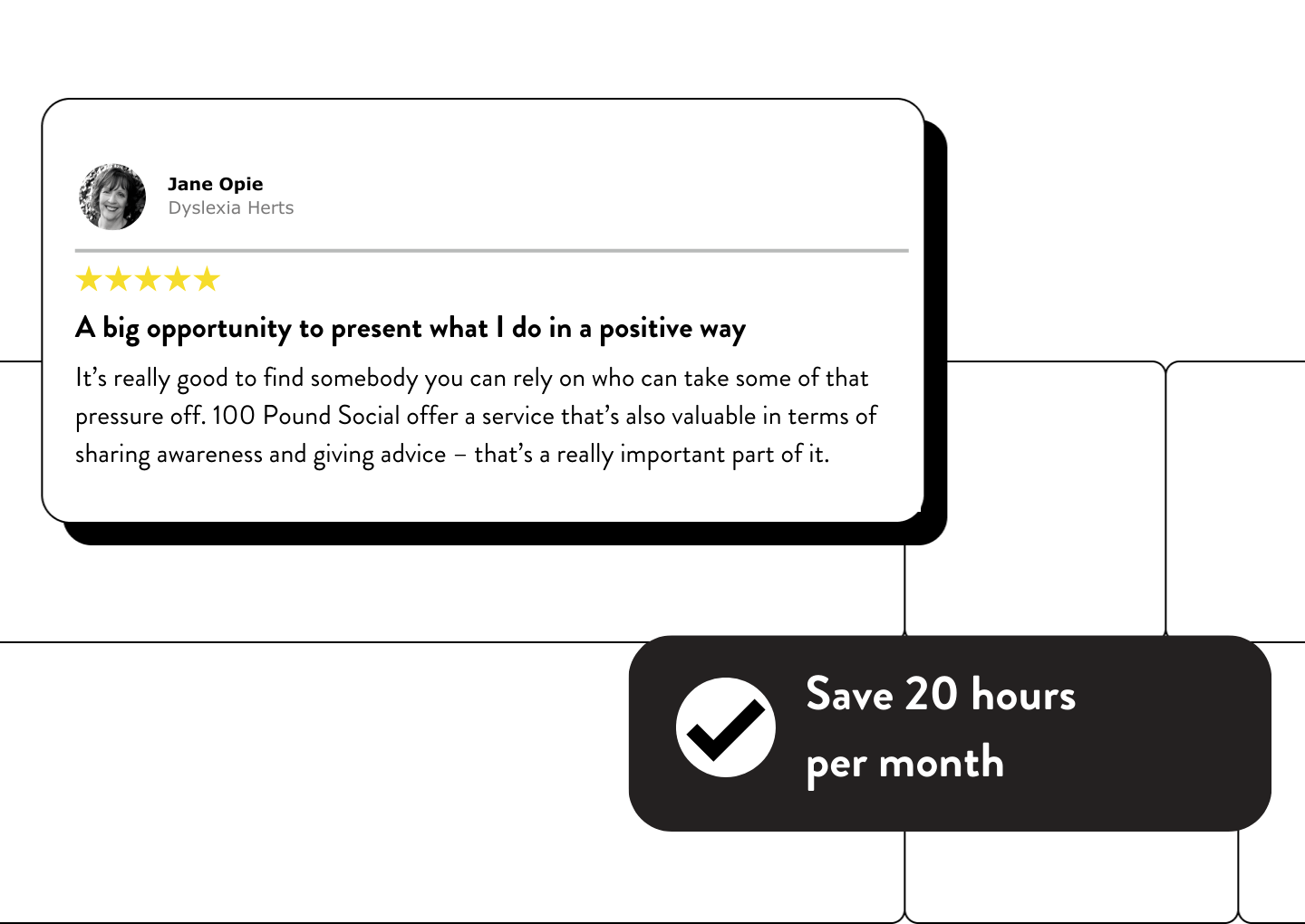 100 Pound Social Testimonials coaching page mobile graphic