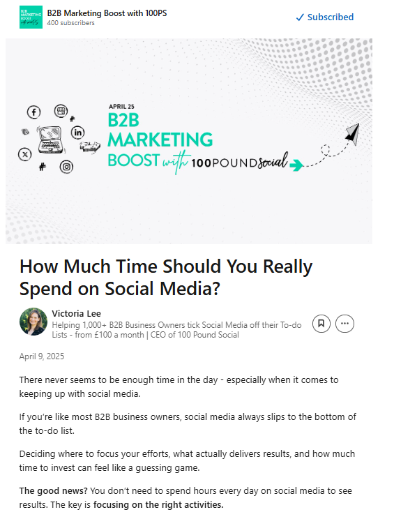 LinkedIn Newsletter example