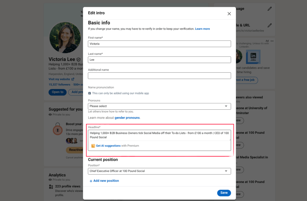 Step-by-step guide to editing your LinkedIn headline for a stronger professional profile